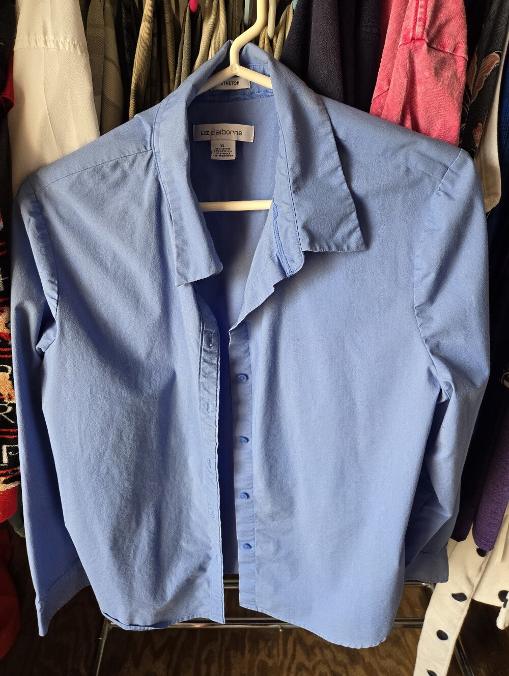 Liz Claiborne Sky Blue Collared Button-Front Shirt